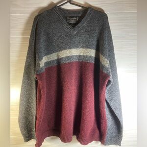 Vintage Abercrombie & Fitch Sweater Mens XL Red & Gray 100% Wool Hong Kong